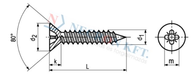 Pozi flat countersunk head tapping screws form Z, with cone end type C 11798