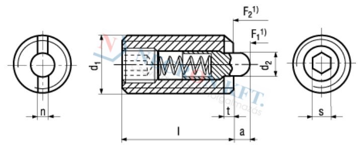 Spring plungers, with bolt and hexagon socket, increased spring pressure (NCN13368-PL-0100)