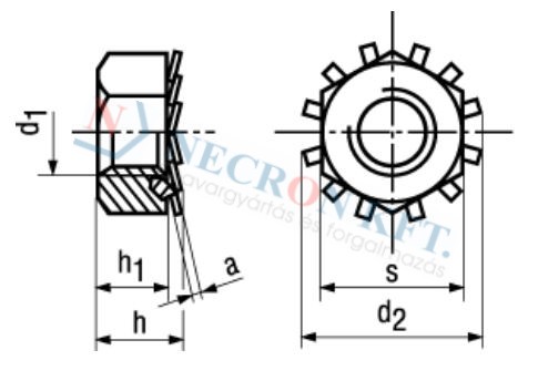 Hexagon nuts with external tooth lock washer (NCN1364-ZN0-0025)