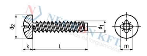 Pozi pan head tapping screws form Z, with flat end type F (DIN7981FP-Z-0040)