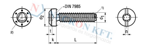 Hexalobular (6 Lobe) socket pan head thread forming screws with slot and ribs, metric thread 14551