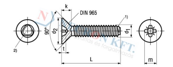 Pozi flat countersunk head thread forming screws type M, form Z, metric thread (DIN7500M-ZN-0040)
