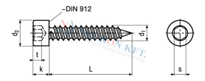 Hex socket head cap tapping screws with cone end 5359