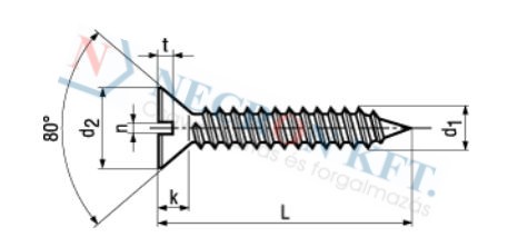 Slotted flat countersunk head tapping screws with cone end type C 990